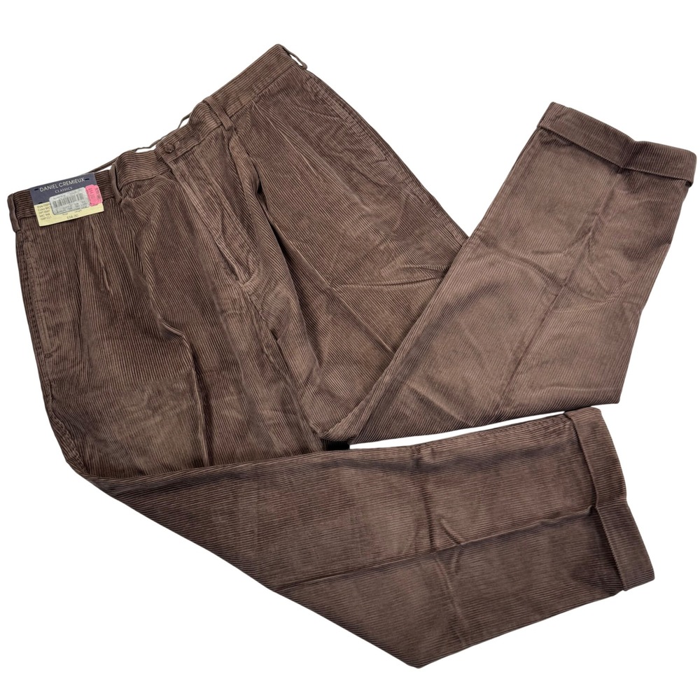 Daniel Cremieux Classics Salon Pant Brown Corduroy Pleated Cuffed 40x30 NEW